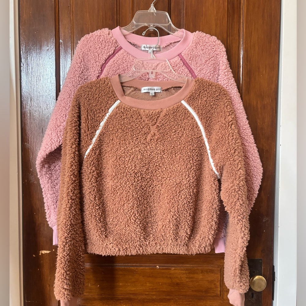 Comfort Cropped Sweater Bundle Cozy Pink Brown Matching PJ Set